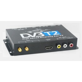 Tuner TV DVB-T2 auto digital cu 2 antene si USB media player